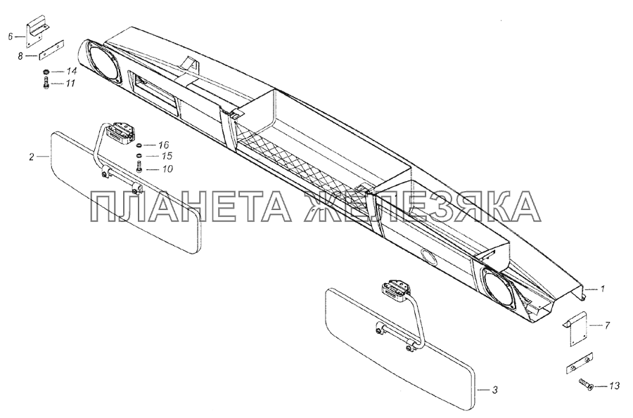 53205-8213005 Установка надоконной полки и противосолнечных козырьков КамАЗ-6522 (Euro-2, 3)